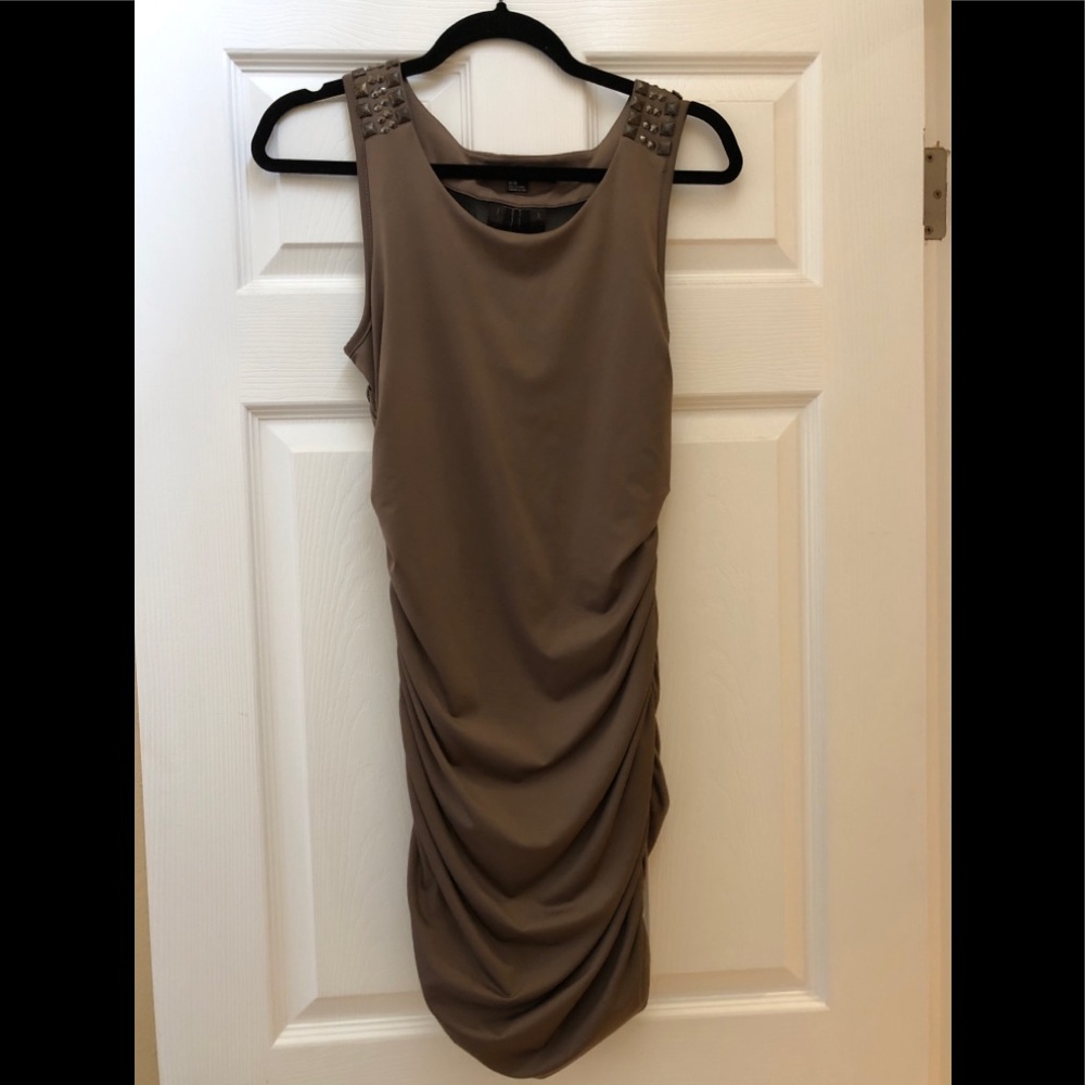Studded tan stretchy dress.